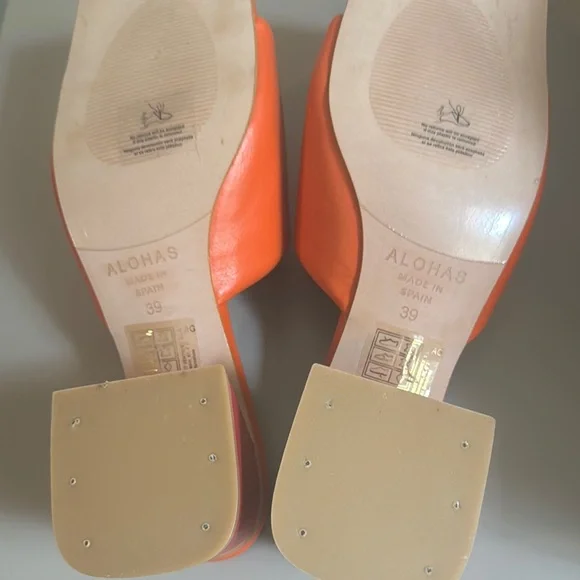 ALOHAS Women's Orange and Pink Mules New - Picture 4 of 4